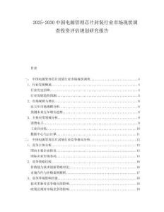 2025-2030中國電源管理芯片封裝行業市場現狀調查投資評估規劃研究報告