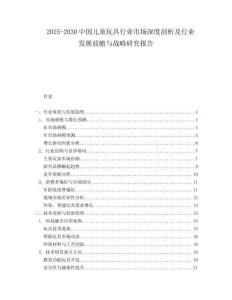 2025-2030中國兒童玩具行業市場深度剖析及行業發展前瞻與戰略研究報告