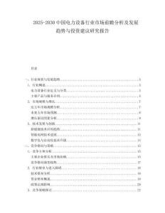 2025-2030中國(guó)電力設(shè)備行業(yè)市場(chǎng)前瞻分析及發(fā)展趨勢(shì)與投資建議研究報(bào)告