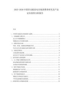 2025-2030中國多功能家電市場消費者研究及產品定位投資分析報告