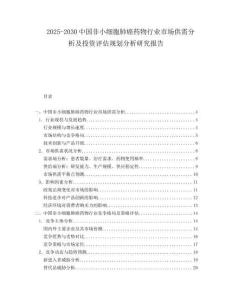 2025-2030中國(guó)非小細(xì)胞肺癌藥物行業(yè)市場(chǎng)供需分析及投資評(píng)估規(guī)劃分析研究報(bào)告