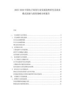 2025-2030中國電子商務(wù)行業(yè)發(fā)展趨勢研究及商業(yè)模式創(chuàng)新與投資策略分析報告