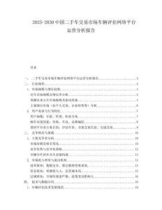 2025-2030中國二手車交易市場車輛評估網絡平臺運營分析報告