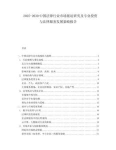 2025-2030中國法律行業市場緊迫研究及專業投資與法律服務發展策略報告
