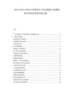 2025-2030中國電子消費品生產(chǎn)技術(shù)瓶頸與消費趨勢分析投資發(fā)展考察文獻