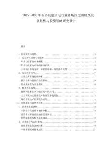 2025-2030中國多功能家電行業市場深度調研及發展趨勢與投資戰略研究報告