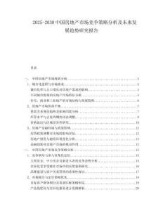 2025-2030中國房地產市場競爭策略分析及未來發展趨勢研究報告