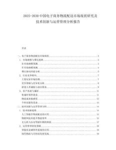 2025-2030中國電子商務物流配送市場現狀研究及技術創新與運營管理分析報告