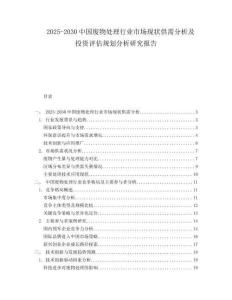 2025-2030中國廢物處理行業(yè)市場(chǎng)現(xiàn)狀供需分析及投資評(píng)估規(guī)劃分析研究報(bào)告