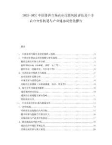 2025-2030中國非洲市場農(nóng)業(yè)投資風(fēng)險評估及中非農(nóng)業(yè)合作機遇與產(chǎn)業(yè)鏈布局優(yōu)化報告
