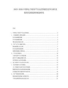 2025-2030中國電子商務(wù)平臺運(yùn)營現(xiàn)狀競爭分析及投資發(fā)展趨勢規(guī)劃研究