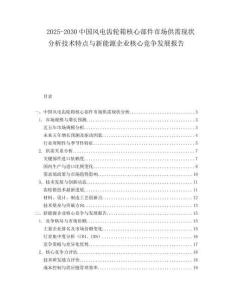 2025-2030中國風電齒輪箱核心部件市場供需現(xiàn)狀分析技術特點與新能源企業(yè)核心競爭發(fā)展報告