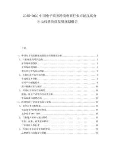 2025-2030中國電子商務跨境電商行業市場現狀分析及投資價值發展規劃報告