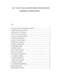 2025-2030中國電力市場售電側競爭格局演變及綜合能源服務價值鏈延伸探討