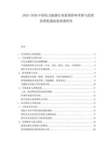 2025-2030中國電力能源行業政策影響考察與投資發展機遇深度滲透研究