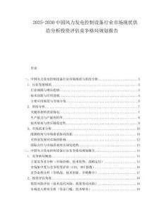 2025-2030中國風力發電控制設備行業市場現狀供給分析投資評估競爭格局規劃報告