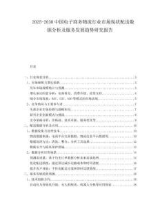 2025-2030中國電子商務物流行業(yè)市場現狀配送數據分析及服務發(fā)展趨勢研究報告