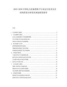 2025-2030中國電力設備絕緣子行業運行技術安全結構供需分析優化規劃投資指導