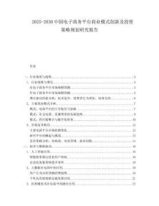 2025-2030中國電子商務平臺商業(yè)模式創(chuàng)新及投資策略規(guī)劃研究報告
