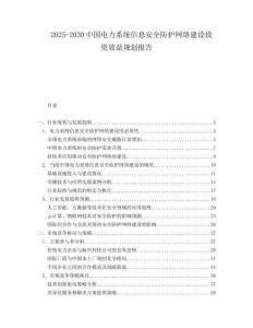 2025-2030中國(guó)電力系統(tǒng)信息安全防護(hù)網(wǎng)絡(luò)建設(shè)投資效益規(guī)劃報(bào)告