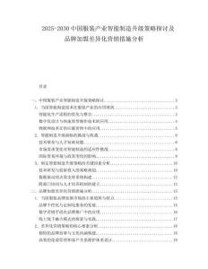 2025-2030中國服裝產業智能制造升級策略探討及品牌加盟差異化營銷措施分析