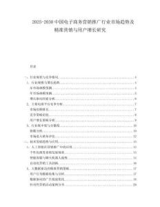 2025-2030中國電子商務營銷推廣行業市場趨勢及精準營銷與用戶增長研究
