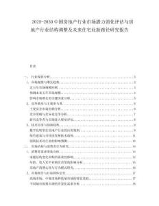 2025-2030中國(guó)房地產(chǎn)行業(yè)市場(chǎng)潛力消化評(píng)估與房地產(chǎn)行業(yè)結(jié)構(gòu)調(diào)整及未來(lái)住宅業(yè)新路徑研究報(bào)告