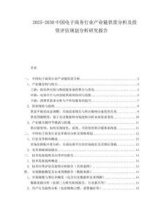 2025-2030中國電子商務行業產業鏈供需分析及投資評估規劃分析研究報告