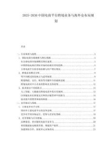 2025-2030中國電商平臺跨境業務與海外倉布局規劃