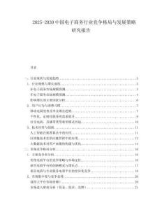 2025-2030中國電子商務行業競爭格局與發展策略研究報告