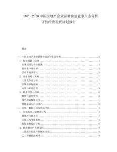 2025-2030中國房地產企業品牌價值競爭生態分析評估經營發展規劃報告