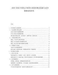 2025-2030中國電子商務行業商業模式創新與競爭策略深度研究
