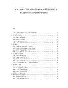 2025-2030中國風力發電裝備行業市場現狀供需分析及投資評估規劃分析研究報告