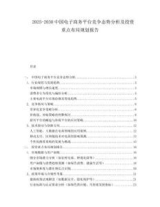 2025-2030中國電子商務平臺競爭態勢分析及投資重點布局規劃報告