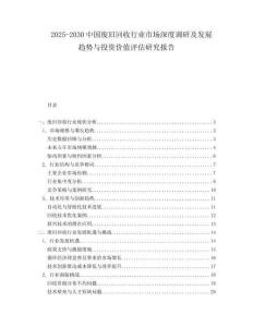 2025-2030中國廢舊回收行業(yè)市場深度調(diào)研及發(fā)展趨勢與投資價(jià)值評估研究報(bào)告