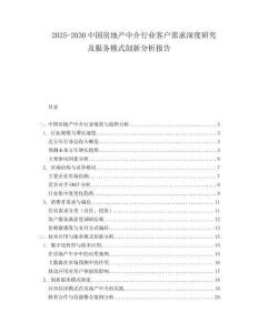 2025-2030中國房地產(chǎn)中介行業(yè)客戶需求深度研究及服務(wù)模式創(chuàng)新分析報(bào)告