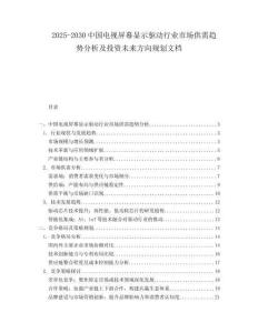 2025-2030中國電視屏幕顯示驅動行業市場供需趨勢分析及投資未來方向規劃文檔