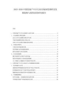 2025-2030中國房地產中介行業市場深度調研及發展趨勢與投資前景研究報告