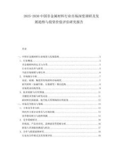 2025-2030中國非金屬材料行業市場深度調研及發展趨勢與投資價值評估研究報告