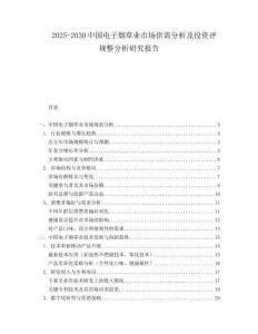 2025-2030中國電子煙草業市場供需分析及投資評規整分析研究報告