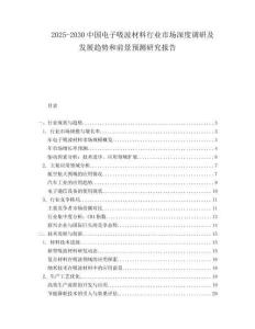 2025-2030中國電子吸波材料行業市場深度調研及發展趨勢和前景預測研究報告