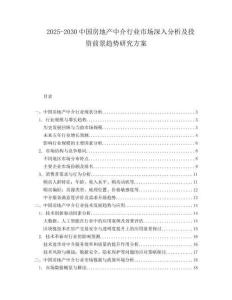 2025-2030中國房地產中介行業市場深入分析及投資前景趨勢研究方案