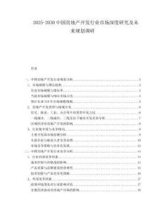 2025-2030中國房地產開發行業市場深度研究及未來規劃調研