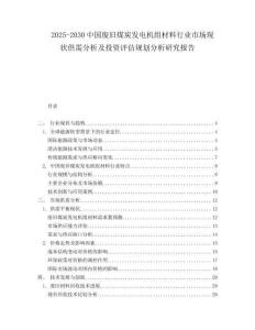 2025-2030中國廢舊煤炭發電機組材料行業市場現狀供需分析及投資評估規劃分析研究報告