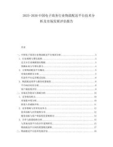 2025-2030中國電子商務行業物流配送平臺技術分析及市場發展評估報告