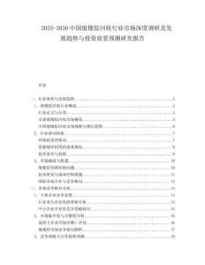 2025-2030中國廢橡膠回收行業市場深度調研及發展趨勢與投資前景預測研究報告