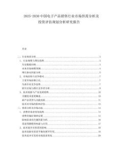 2025-2030中國電子產品銷售行業市場供需分析及投資評估規劃分析研究報告