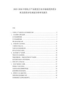 2025-2030中國電子產品批發行業市場現狀供需分析及投資評估規劃分析研究報告