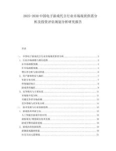 2025-2030中國電子游戲代言行業市場現狀供需分析及投資評估規劃分析研究報告