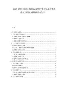 2025-2030中國服務器固態硬盤行業市場供應需求格局及投資分析規劃分析報告